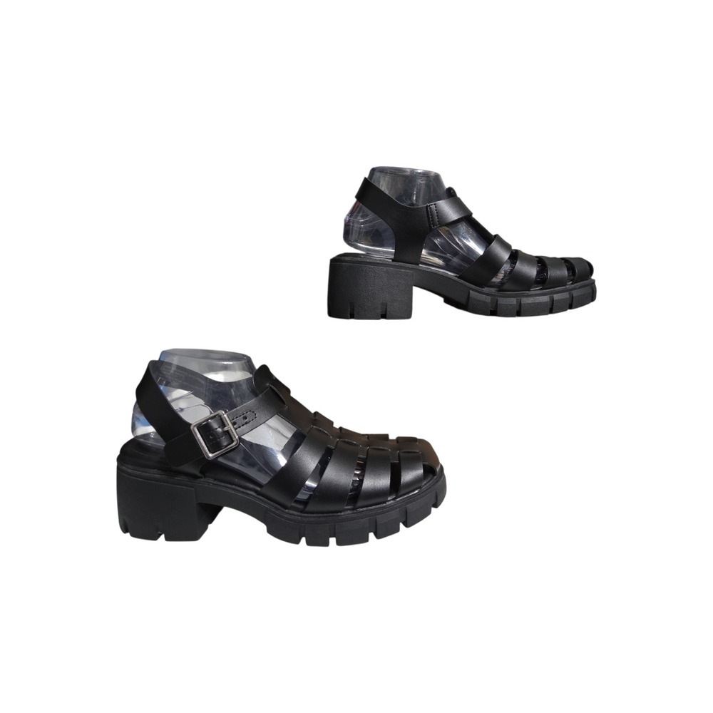 Madden NYC Black Platform Fisherman‎ Sandals Lug Sole Buckle Strap Womens 11